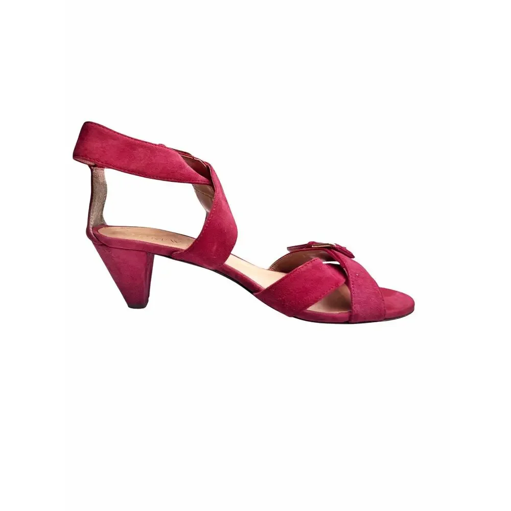 J.Crew Vintage Y2K Fuchsia Suede Made in Italy Ankle Strap Cone Heel Sandals